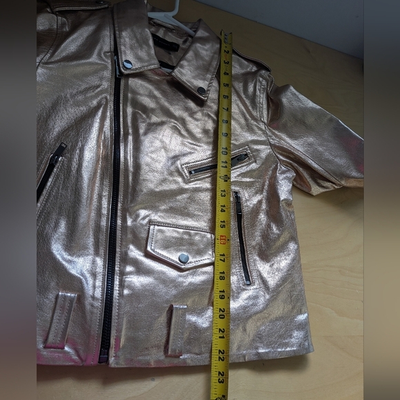 ZARA Women Jacket Simili Leather Size XL Pink Glossy Color Bikercore Style - Picture 11 of 11